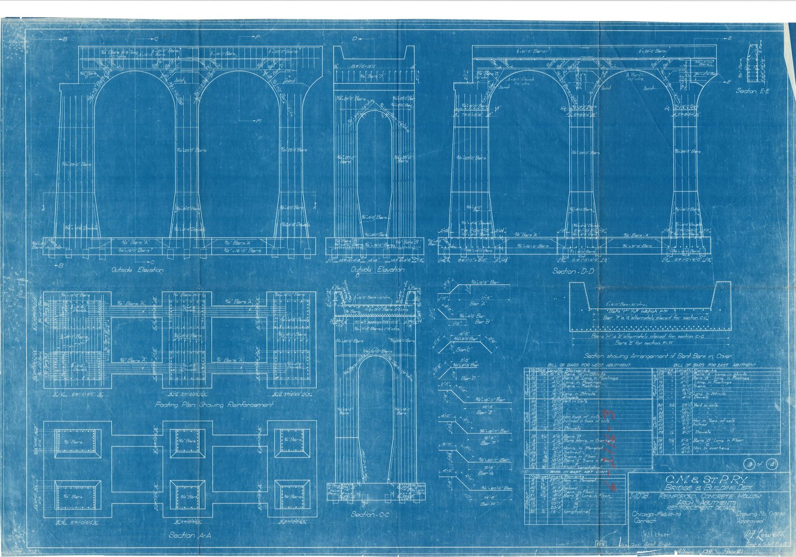 Blueprint of approaches.  Courtesy of Milwaukee Road Archives at the Milwaukee Public Library; used with permission.